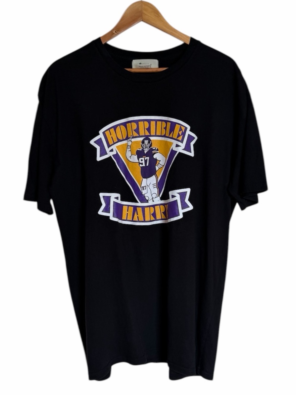 Hippy feet X Harrison Phillips Crewneck T-Shirt with Horrible Harry logo.